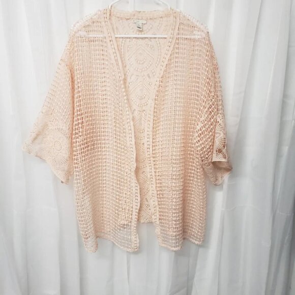 Elegant Cream Open-Knit Women's Jacket - Picture 8 of 13